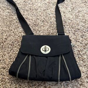 Baggallini Black Crossbody Bag with Turn-Lock and Zipper Accents